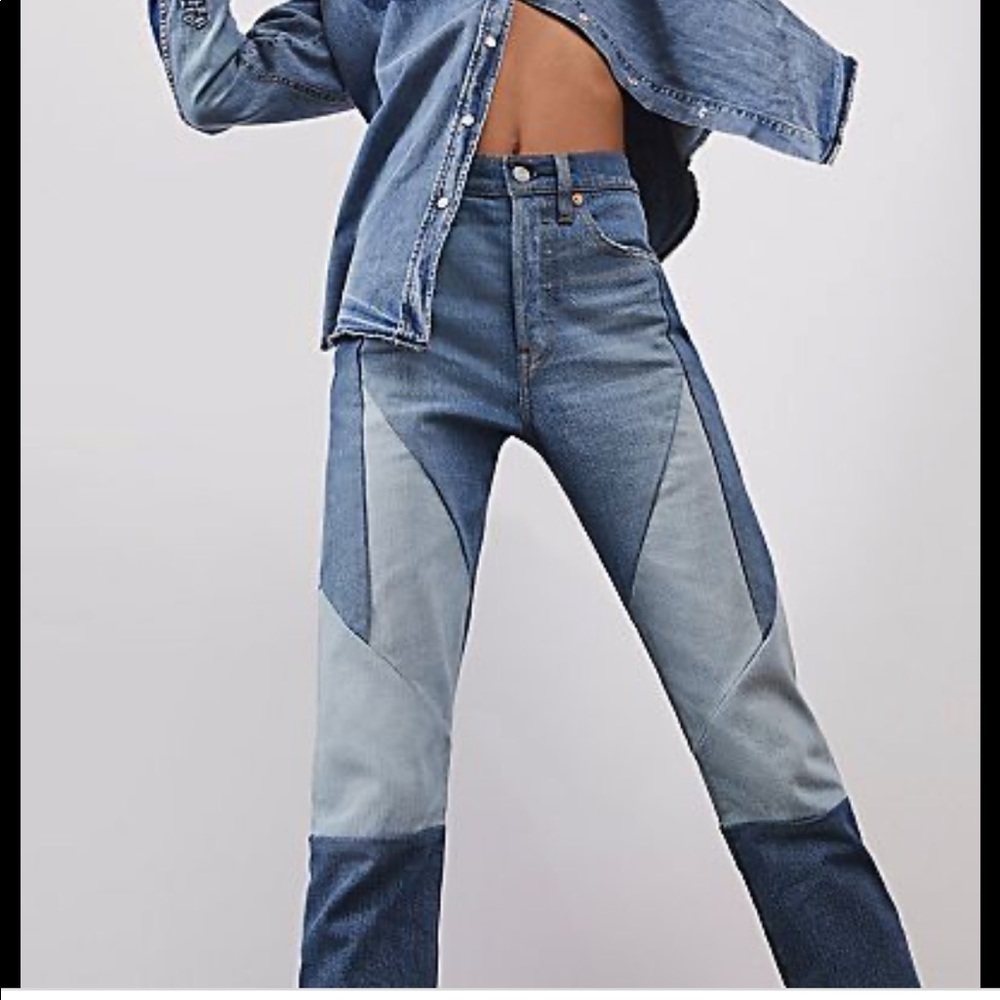 Levi's 501 S skinny patchwork crop jeans